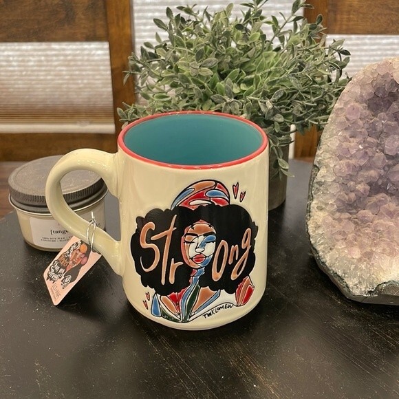 NEW Eli + Ana Pink Lomien Collab Handmade Ceramic ‘Strong’ Mug - Picture 1 of 5